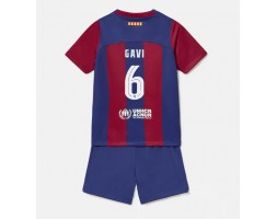 Barcelona Paez Gavi #6 Hemmakläder Barn 2023-24 Kortärmad (+ Korta byxor)